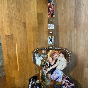 Vintage Rock Collage Guitar Art